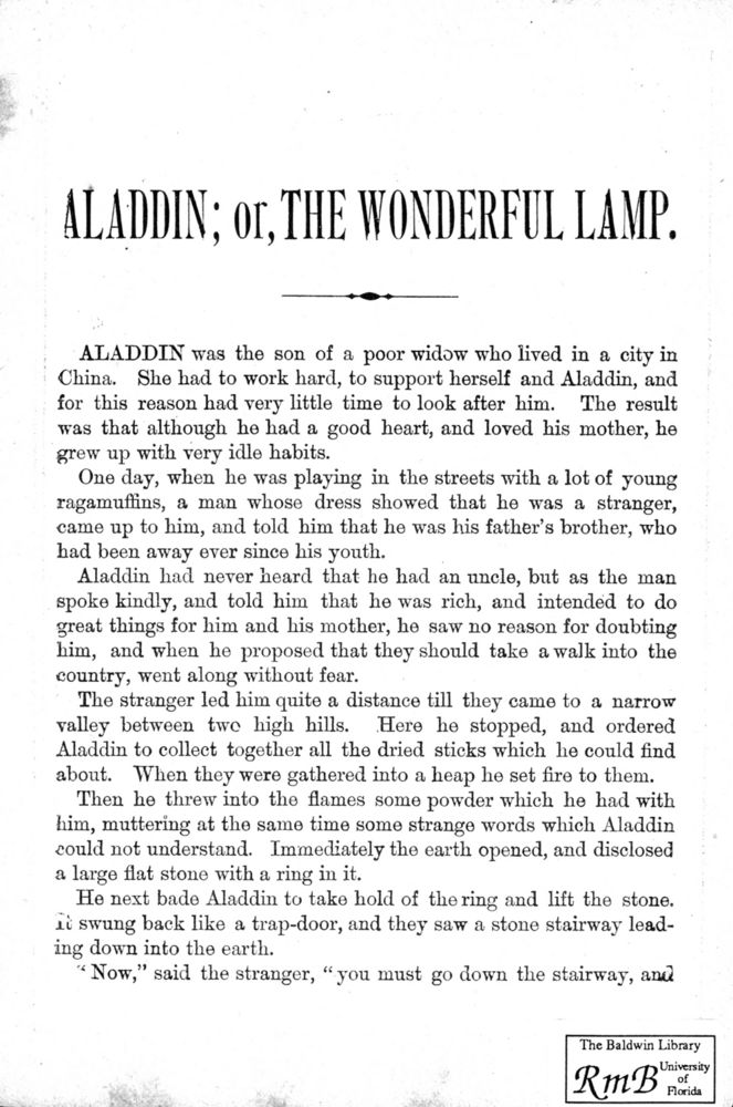 Scan 0002 of Aladdin or the wonderful lamp