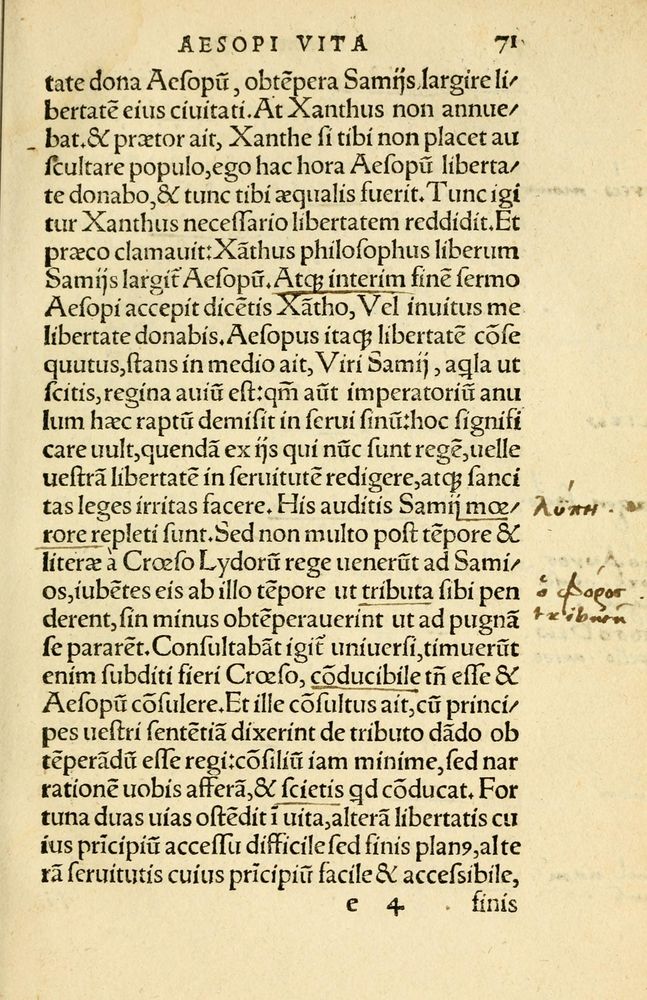 Scan 0075 of Aesopi Phrygis Fabellae Graece et Latine