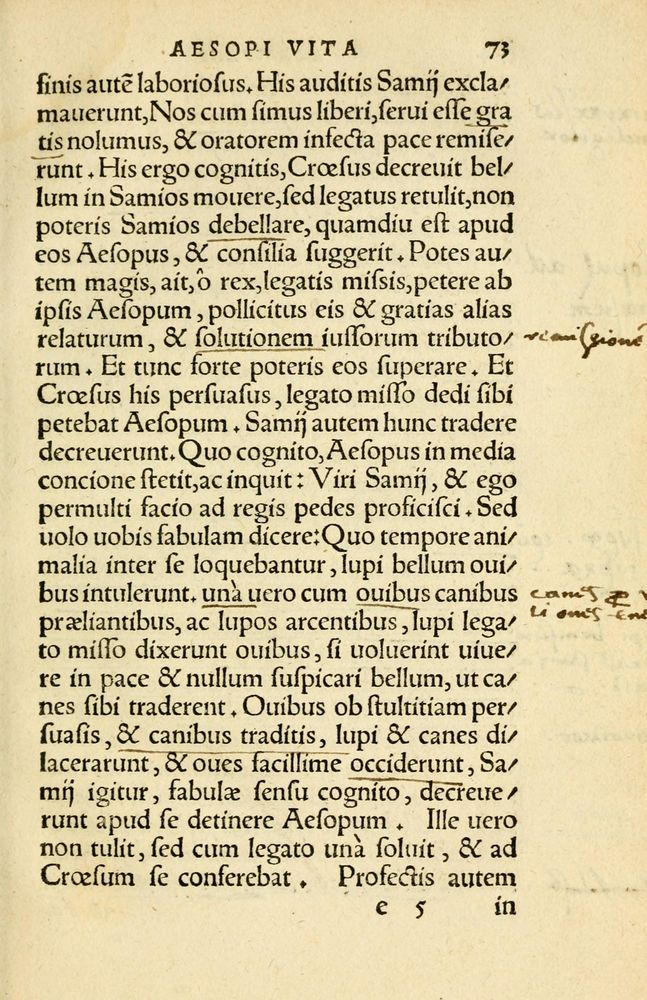 Scan 0077 of Aesopi Phrygis Fabellae Graece et Latine