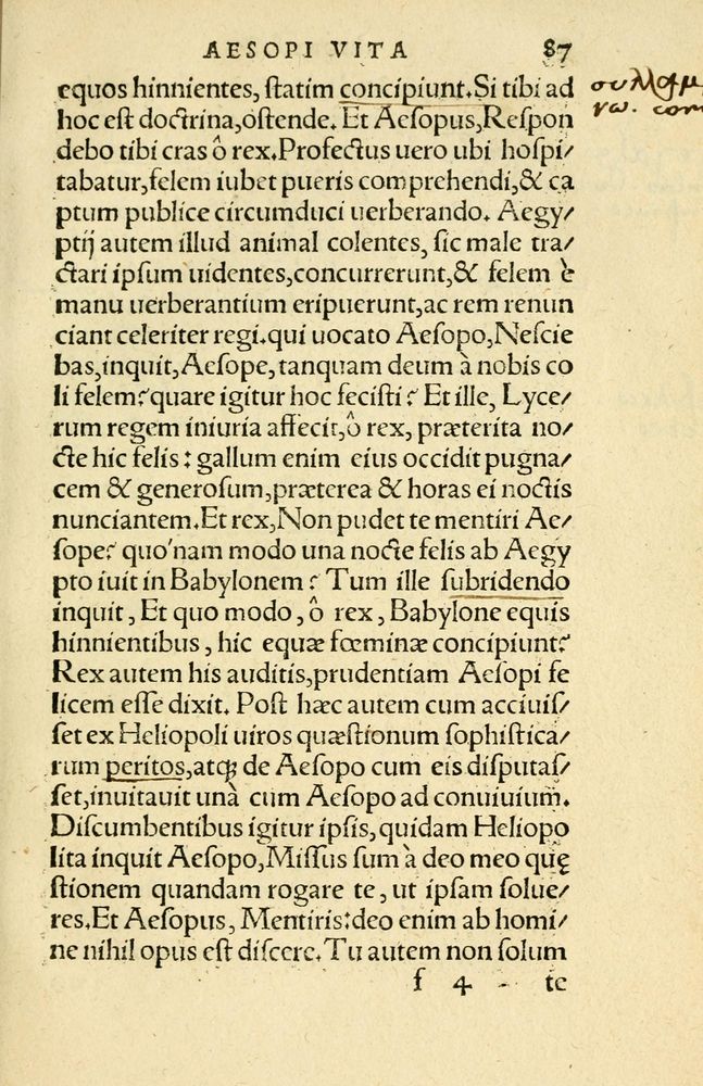 Scan 0091 of Aesopi Phrygis Fabellae Graece et Latine