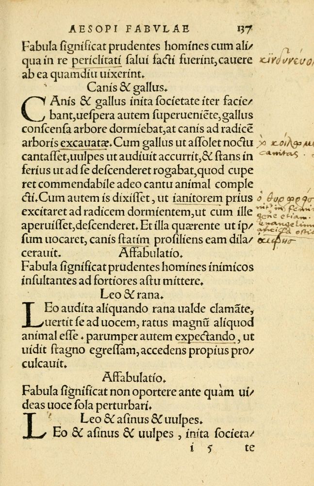 Scan 0141 of Aesopi Phrygis Fabellae Graece et Latine