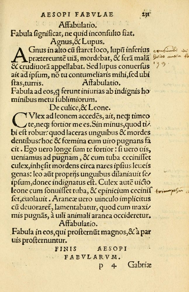 Scan 0235 of Aesopi Phrygis Fabellae Graece et Latine