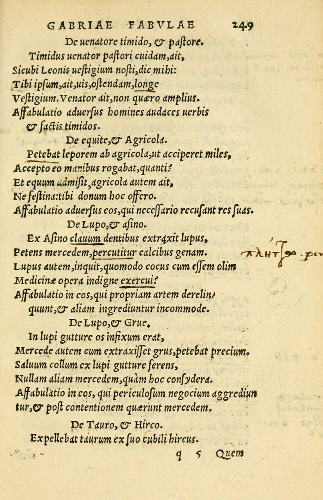 Scan 0253 of Aesopi Phrygis Fabellae Graece et Latine