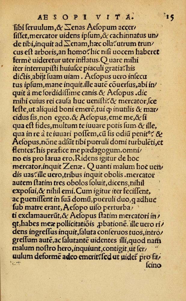 Scan 0021 of Aesopi Phrygis Fabellae Graece & Latine, cum alijs opusculis, quorum index proxima refertur pagella.