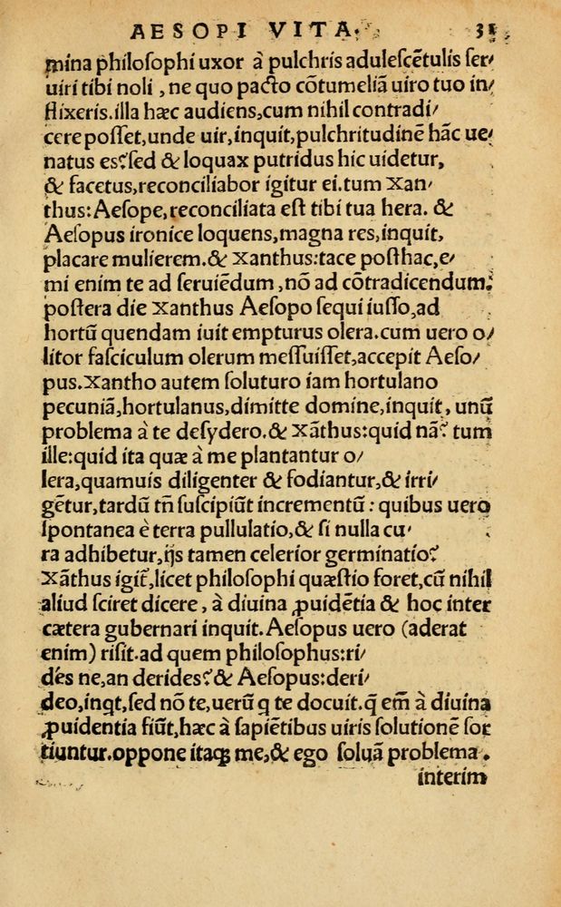 Scan 0037 of Aesopi Phrygis Fabellae Graece & Latine, cum alijs opusculis, quorum index proxima refertur pagella.