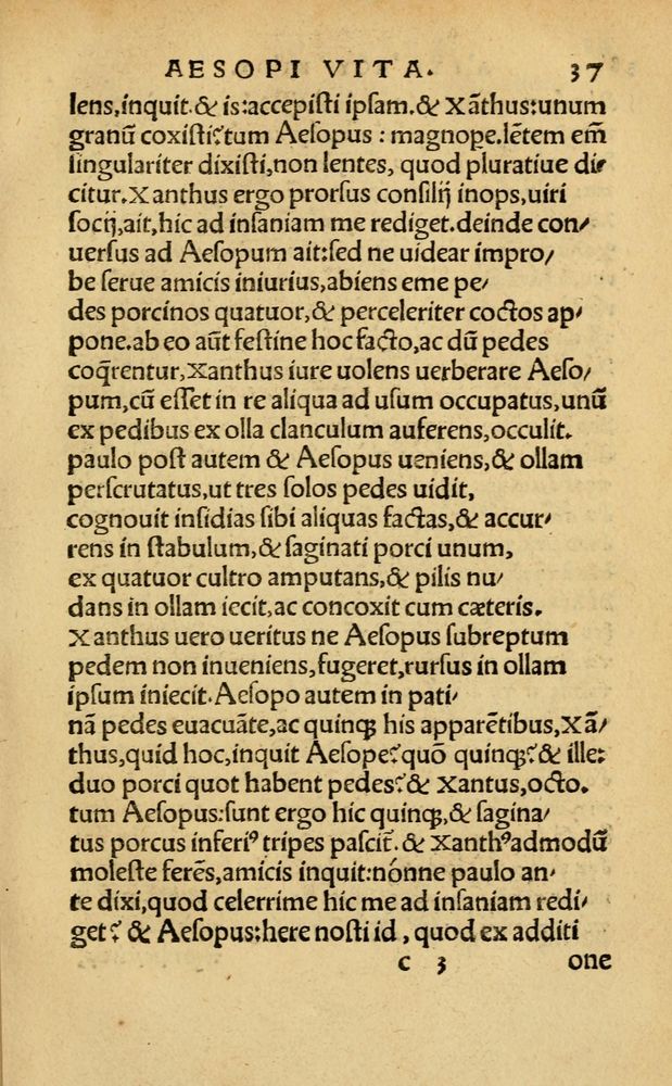 Scan 0043 of Aesopi Phrygis Fabellae Graece & Latine, cum alijs opusculis, quorum index proxima refertur pagella.