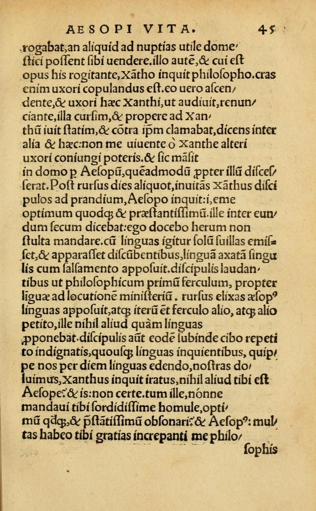 Scan 0051 of Aesopi Phrygis Fabellae Graece & Latine, cum alijs opusculis, quorum index proxima refertur pagella.