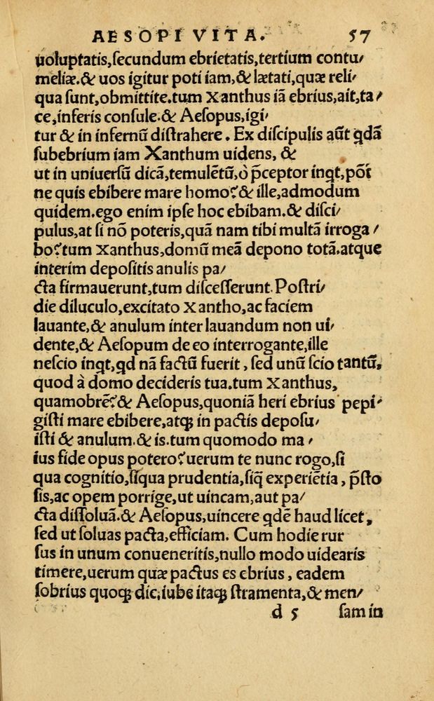 Scan 0063 of Aesopi Phrygis Fabellae Graece & Latine, cum alijs opusculis, quorum index proxima refertur pagella.