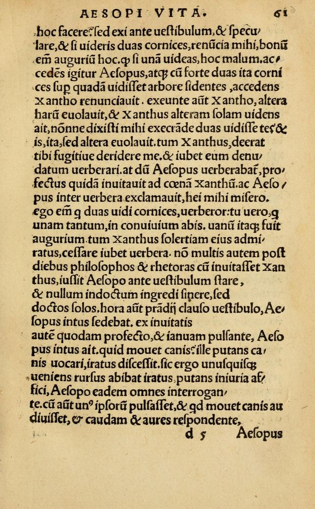 Scan 0067 of Aesopi Phrygis Fabellae Graece & Latine, cum alijs opusculis, quorum index proxima refertur pagella.
