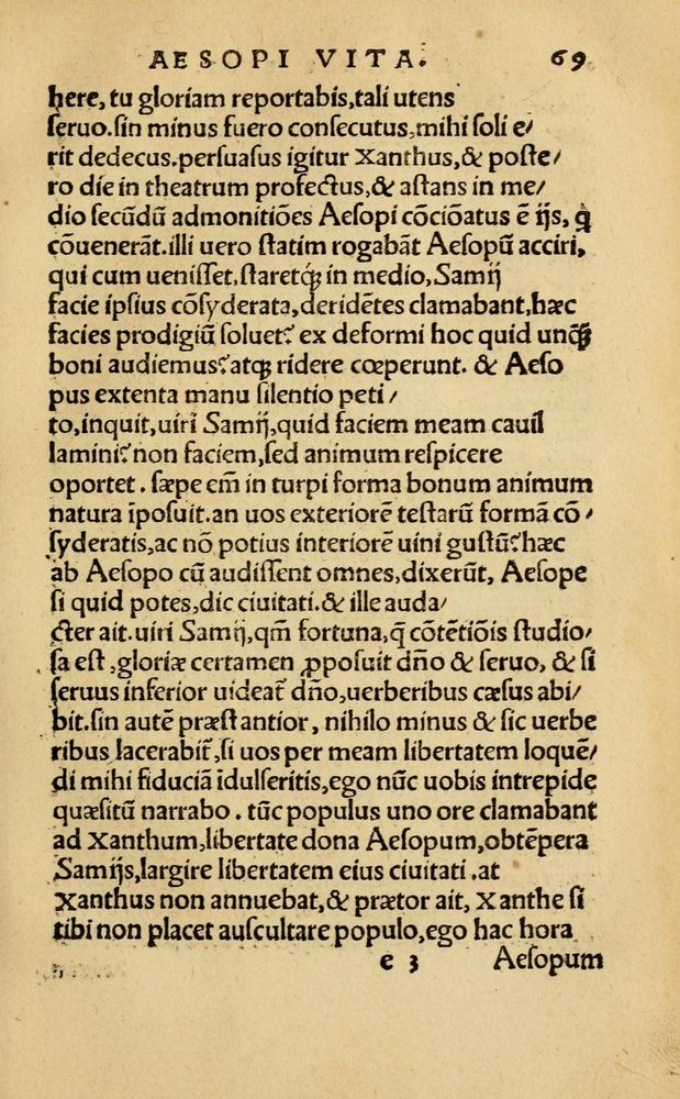 Scan 0075 of Aesopi Phrygis Fabellae Graece & Latine, cum alijs opusculis, quorum index proxima refertur pagella.