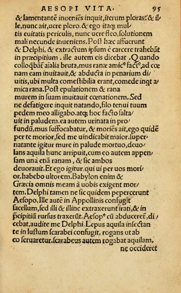 Scan 0101 of Aesopi Phrygis Fabellae Graece & Latine, cum alijs opusculis, quorum index proxima refertur pagella.