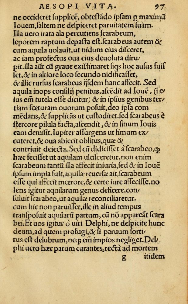 Scan 0103 of Aesopi Phrygis Fabellae Graece & Latine, cum alijs opusculis, quorum index proxima refertur pagella.