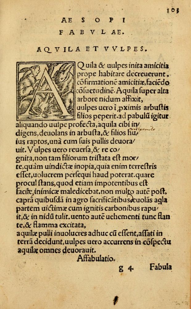 Scan 0109 of Aesopi Phrygis Fabellae Graece & Latine, cum alijs opusculis, quorum index proxima refertur pagella.