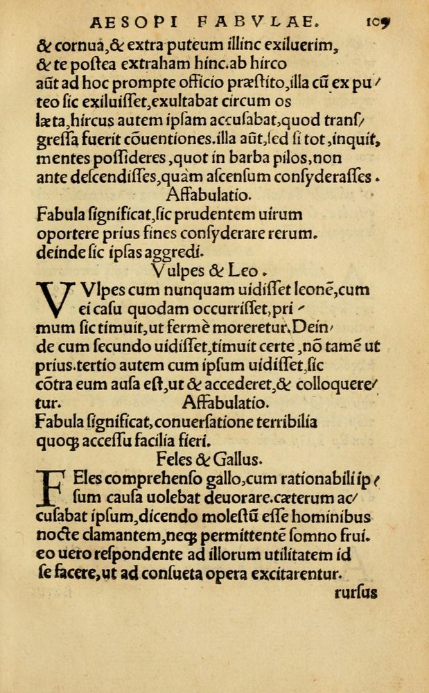 Scan 0115 of Aesopi Phrygis Fabellae Graece & Latine, cum alijs opusculis, quorum index proxima refertur pagella.