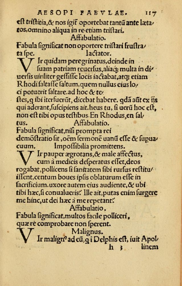 Scan 0123 of Aesopi Phrygis Fabellae Graece & Latine, cum alijs opusculis, quorum index proxima refertur pagella.