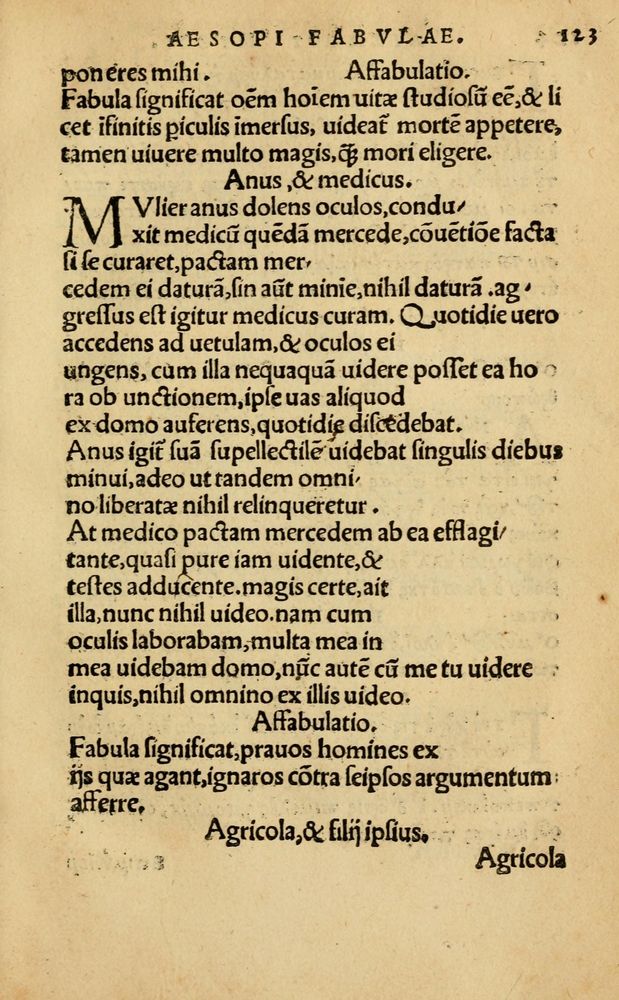 Scan 0129 of Aesopi Phrygis Fabellae Graece & Latine, cum alijs opusculis, quorum index proxima refertur pagella.