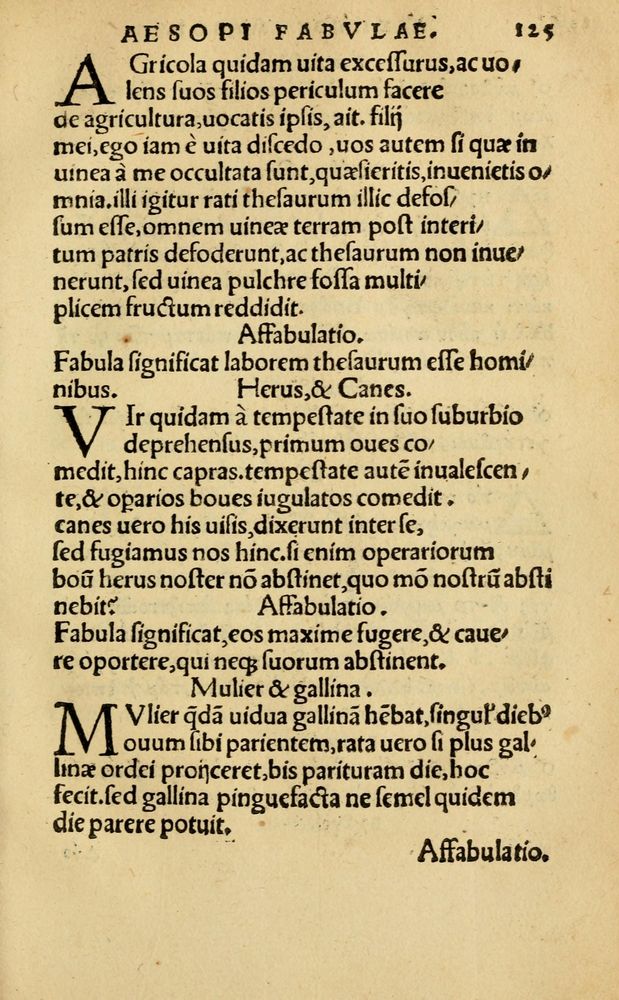 Scan 0131 of Aesopi Phrygis Fabellae Graece & Latine, cum alijs opusculis, quorum index proxima refertur pagella.