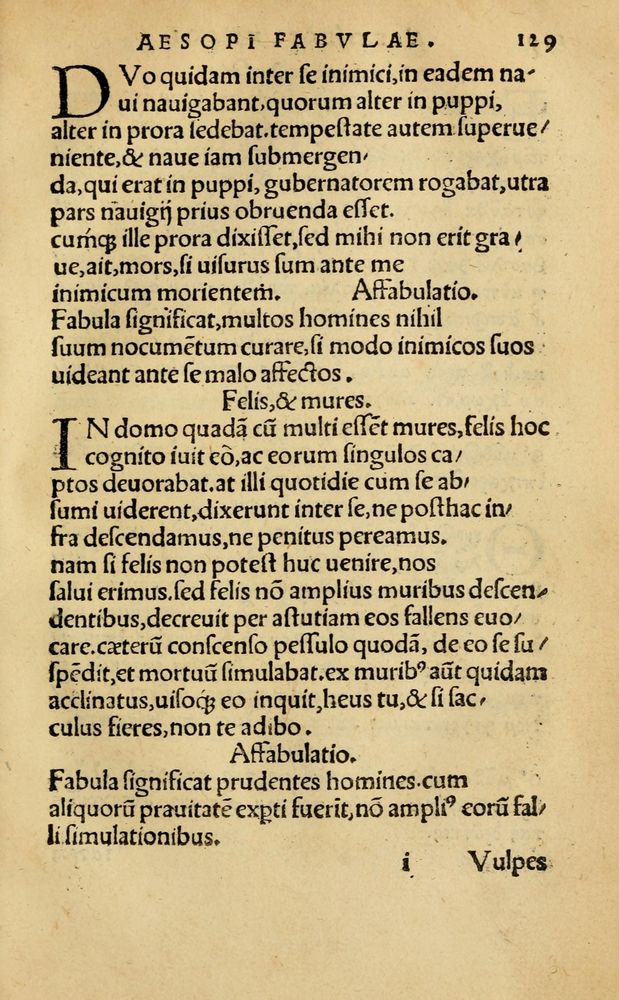Scan 0135 of Aesopi Phrygis Fabellae Graece & Latine, cum alijs opusculis, quorum index proxima refertur pagella.