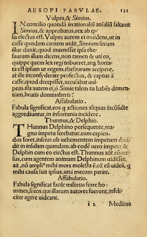Scan 0137 of Aesopi Phrygis Fabellae Graece & Latine, cum alijs opusculis, quorum index proxima refertur pagella.