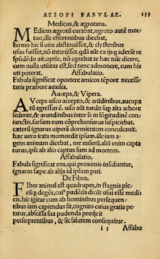 Scan 0139 of Aesopi Phrygis Fabellae Graece & Latine, cum alijs opusculis, quorum index proxima refertur pagella.
