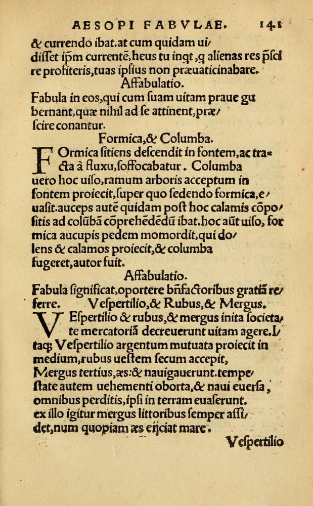 Scan 0147 of Aesopi Phrygis Fabellae Graece & Latine, cum alijs opusculis, quorum index proxima refertur pagella.