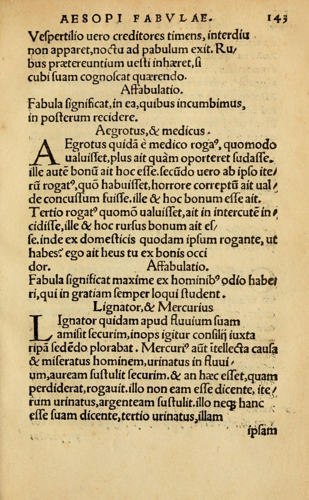 Scan 0149 of Aesopi Phrygis Fabellae Graece & Latine, cum alijs opusculis, quorum index proxima refertur pagella.
