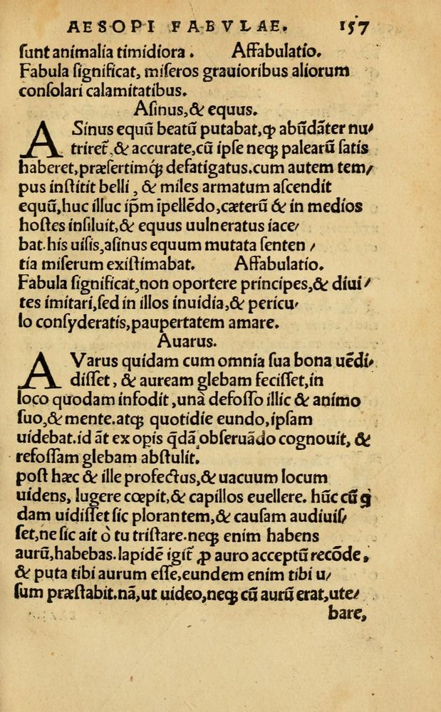Scan 0163 of Aesopi Phrygis Fabellae Graece & Latine, cum alijs opusculis, quorum index proxima refertur pagella.