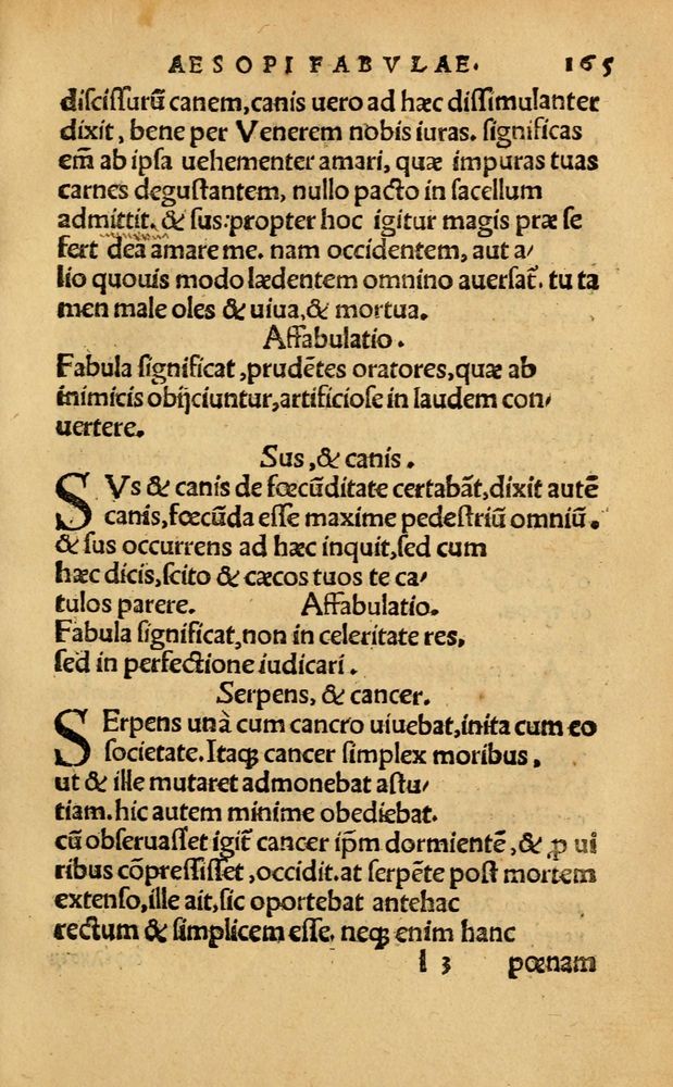 Scan 0171 of Aesopi Phrygis Fabellae Graece & Latine, cum alijs opusculis, quorum index proxima refertur pagella.