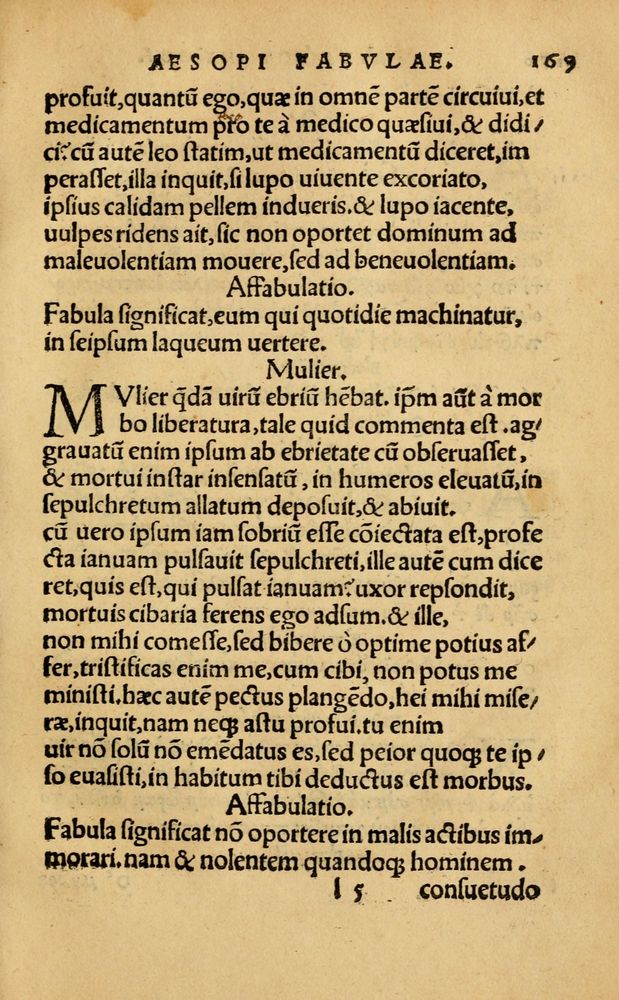 Scan 0175 of Aesopi Phrygis Fabellae Graece & Latine, cum alijs opusculis, quorum index proxima refertur pagella.
