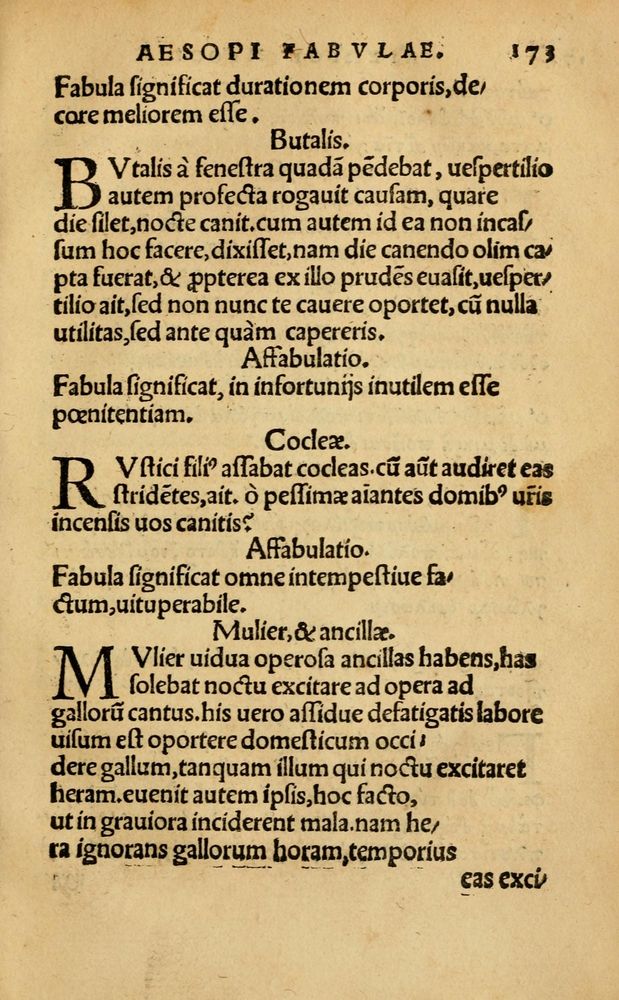 Scan 0179 of Aesopi Phrygis Fabellae Graece & Latine, cum alijs opusculis, quorum index proxima refertur pagella.