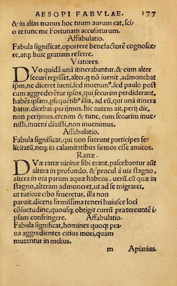 Scan 0183 of Aesopi Phrygis Fabellae Graece & Latine, cum alijs opusculis, quorum index proxima refertur pagella.