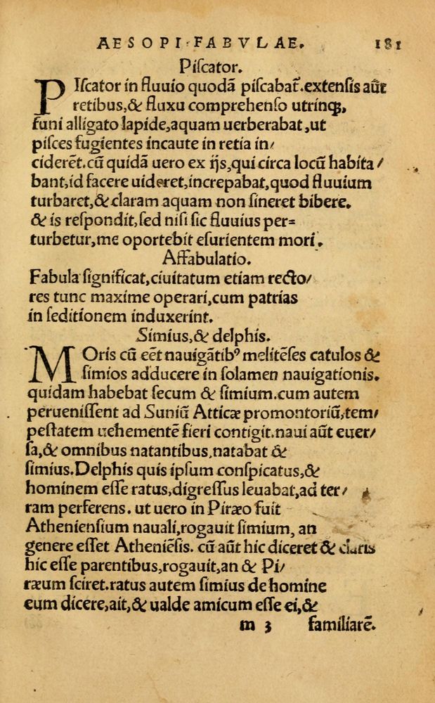 Scan 0187 of Aesopi Phrygis Fabellae Graece & Latine, cum alijs opusculis, quorum index proxima refertur pagella.