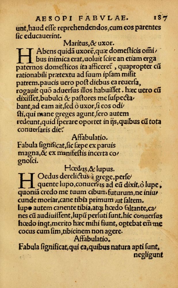 Scan 0193 of Aesopi Phrygis Fabellae Graece & Latine, cum alijs opusculis, quorum index proxima refertur pagella.