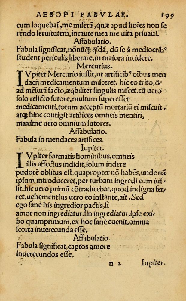 Scan 0201 of Aesopi Phrygis Fabellae Graece & Latine, cum alijs opusculis, quorum index proxima refertur pagella.