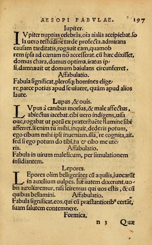 Scan 0203 of Aesopi Phrygis Fabellae Graece & Latine, cum alijs opusculis, quorum index proxima refertur pagella.