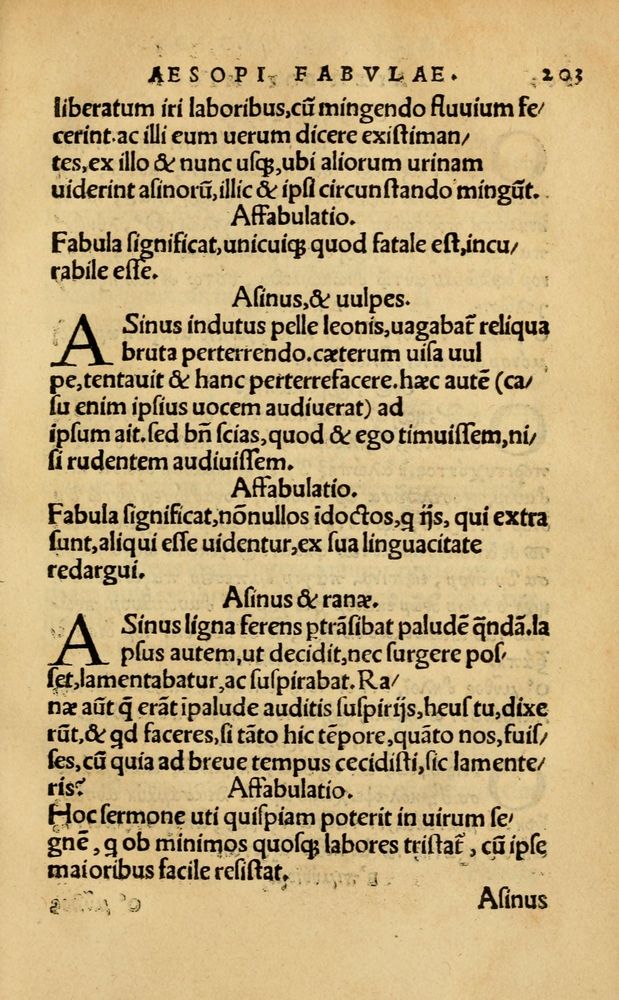 Scan 0209 of Aesopi Phrygis Fabellae Graece & Latine, cum alijs opusculis, quorum index proxima refertur pagella.