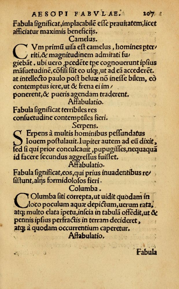 Scan 0213 of Aesopi Phrygis Fabellae Graece & Latine, cum alijs opusculis, quorum index proxima refertur pagella.