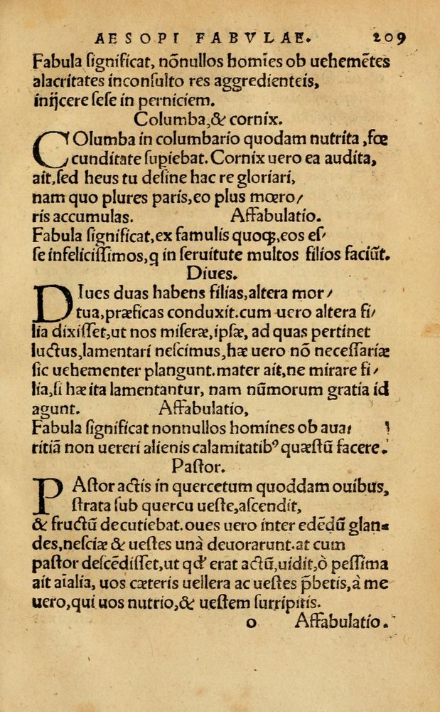 Scan 0215 of Aesopi Phrygis Fabellae Graece & Latine, cum alijs opusculis, quorum index proxima refertur pagella.