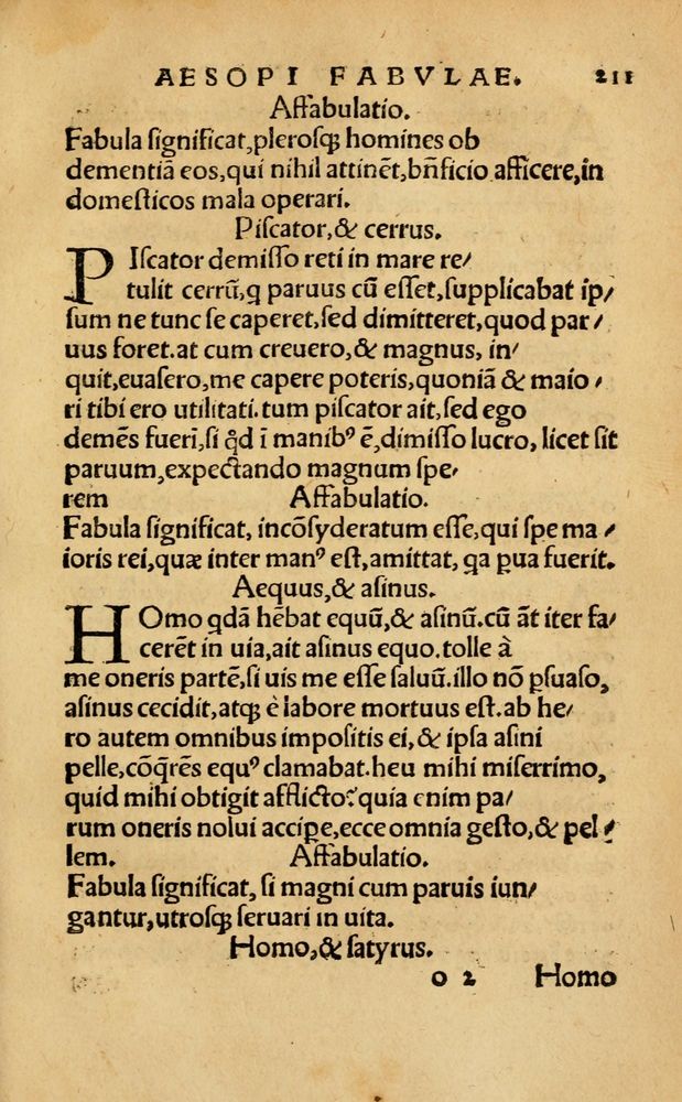 Scan 0217 of Aesopi Phrygis Fabellae Graece & Latine, cum alijs opusculis, quorum index proxima refertur pagella.