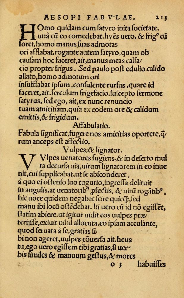 Scan 0219 of Aesopi Phrygis Fabellae Graece & Latine, cum alijs opusculis, quorum index proxima refertur pagella.