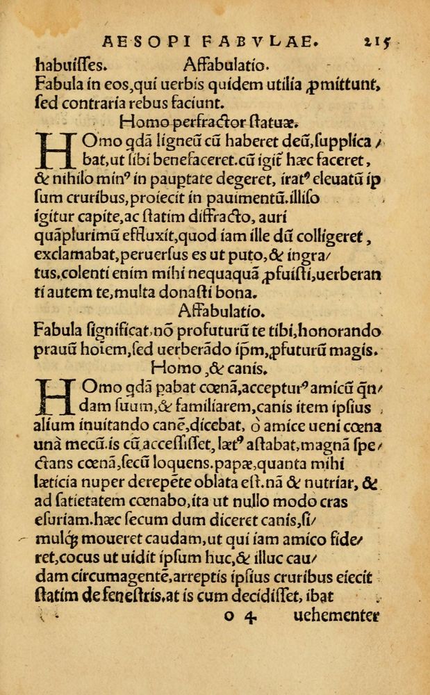 Scan 0221 of Aesopi Phrygis Fabellae Graece & Latine, cum alijs opusculis, quorum index proxima refertur pagella.