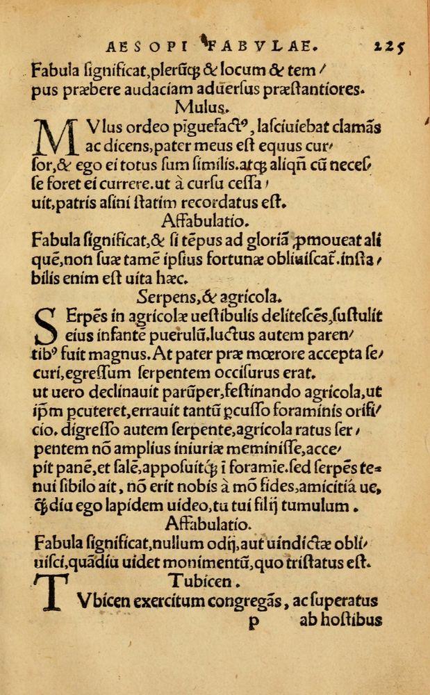 Scan 0231 of Aesopi Phrygis Fabellae Graece & Latine, cum alijs opusculis, quorum index proxima refertur pagella.