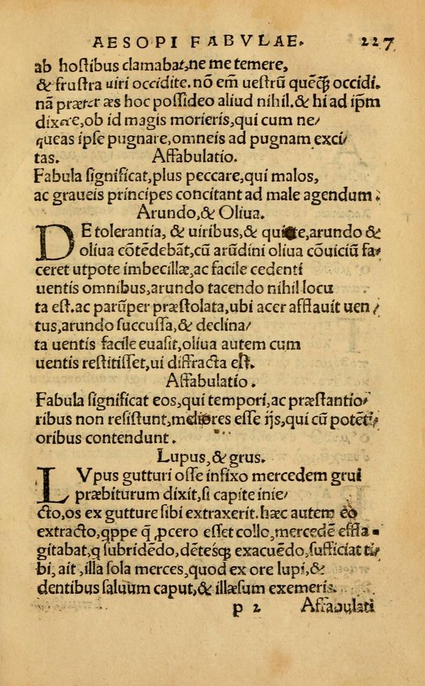 Scan 0233 of Aesopi Phrygis Fabellae Graece & Latine, cum alijs opusculis, quorum index proxima refertur pagella.