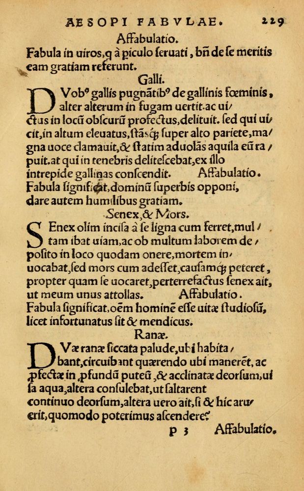 Scan 0235 of Aesopi Phrygis Fabellae Graece & Latine, cum alijs opusculis, quorum index proxima refertur pagella.
