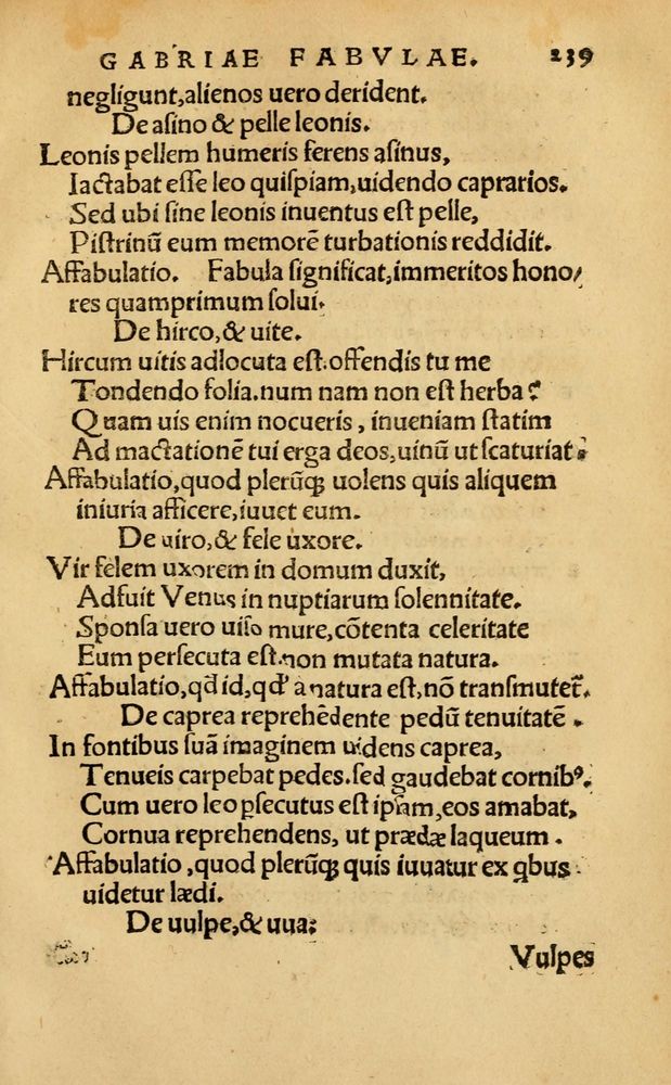 Scan 0245 of Aesopi Phrygis Fabellae Graece & Latine, cum alijs opusculis, quorum index proxima refertur pagella.