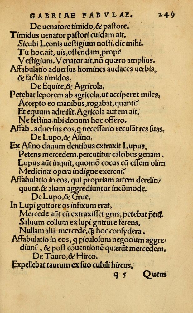 Scan 0255 of Aesopi Phrygis Fabellae Graece & Latine, cum alijs opusculis, quorum index proxima refertur pagella.