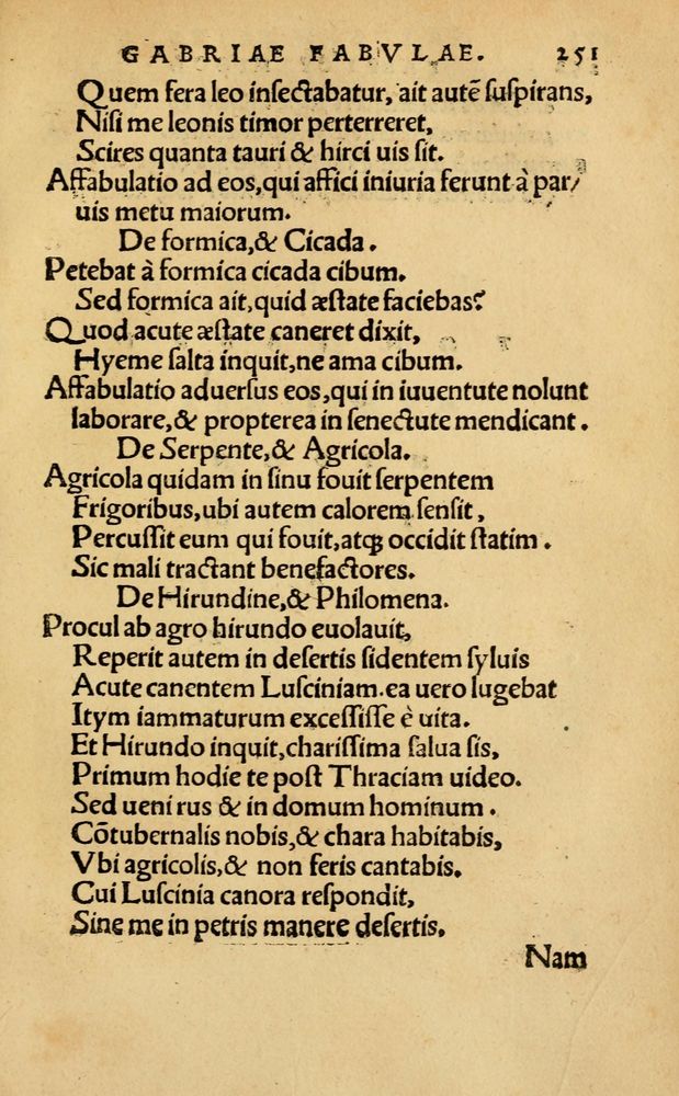 Scan 0257 of Aesopi Phrygis Fabellae Graece & Latine, cum alijs opusculis, quorum index proxima refertur pagella.