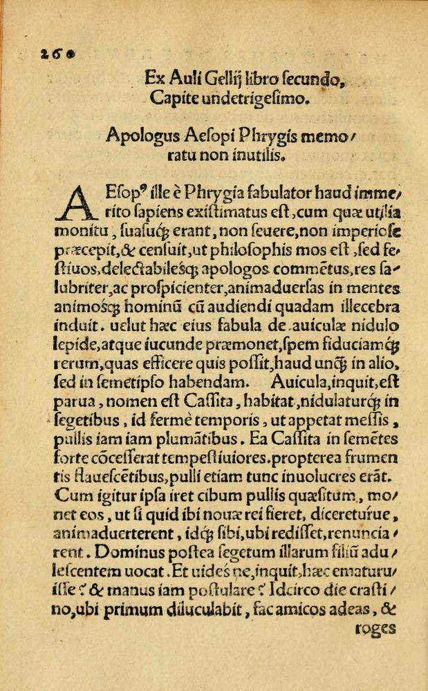 Scan 0266 of Aesopi Phrygis Fabellae Graece & Latine, cum alijs opusculis, quorum index proxima refertur pagella.