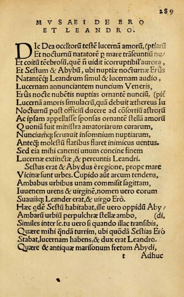 Scan 0295 of Aesopi Phrygis Fabellae Graece & Latine, cum alijs opusculis, quorum index proxima refertur pagella.