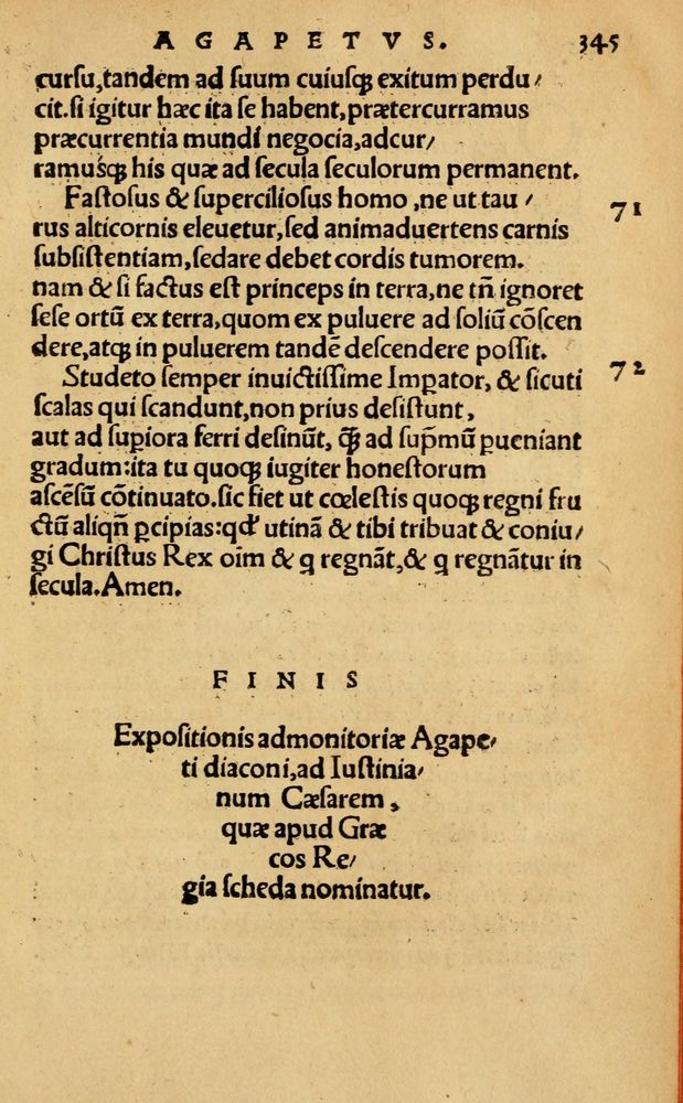 Scan 0351 of Aesopi Phrygis Fabellae Graece & Latine, cum alijs opusculis, quorum index proxima refertur pagella.